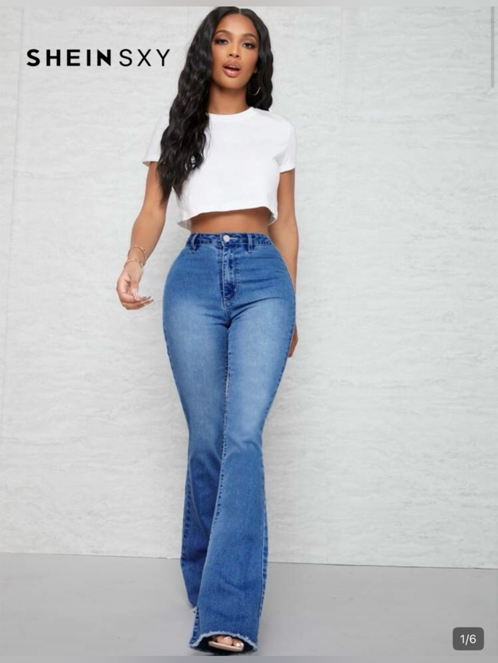 SHEIN Blue High-Rise Flare Jeans